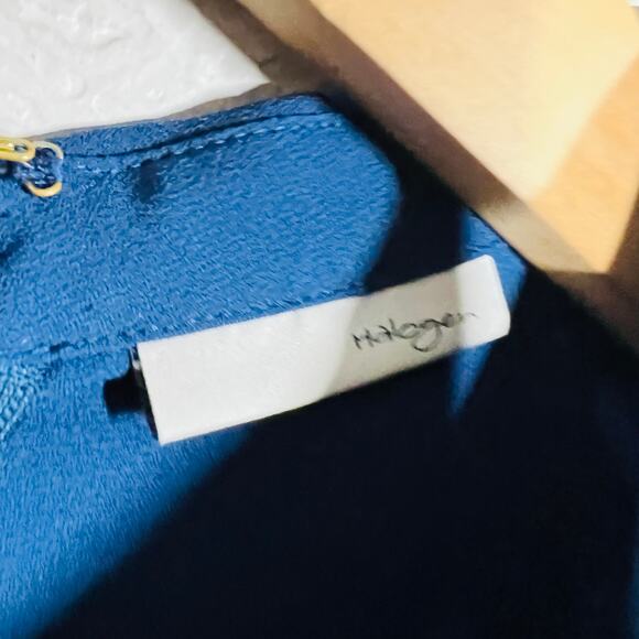 Halogen Crochet Floral Blouse Sleeveless Navy Cream Collar Career Casual - L - Picture 3 of 4